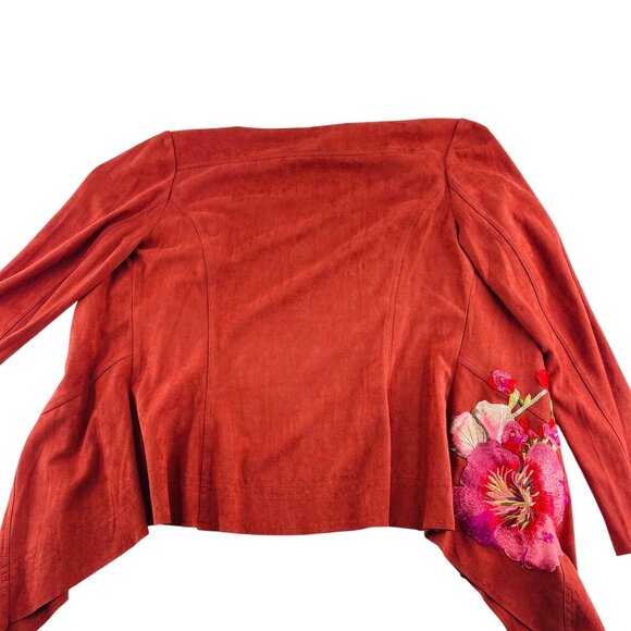 Cristina Womens Rust Wrap Cardigan With Floral Embroidery size Medium - Picture 4 of 4